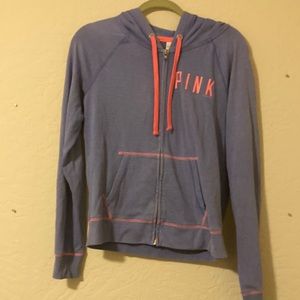 VS Pink - purple zip up hoodie with pink stitching